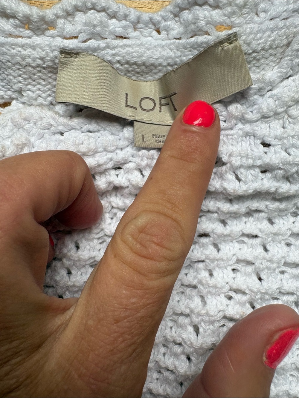 LOFT White Openwork Crochet Sweater